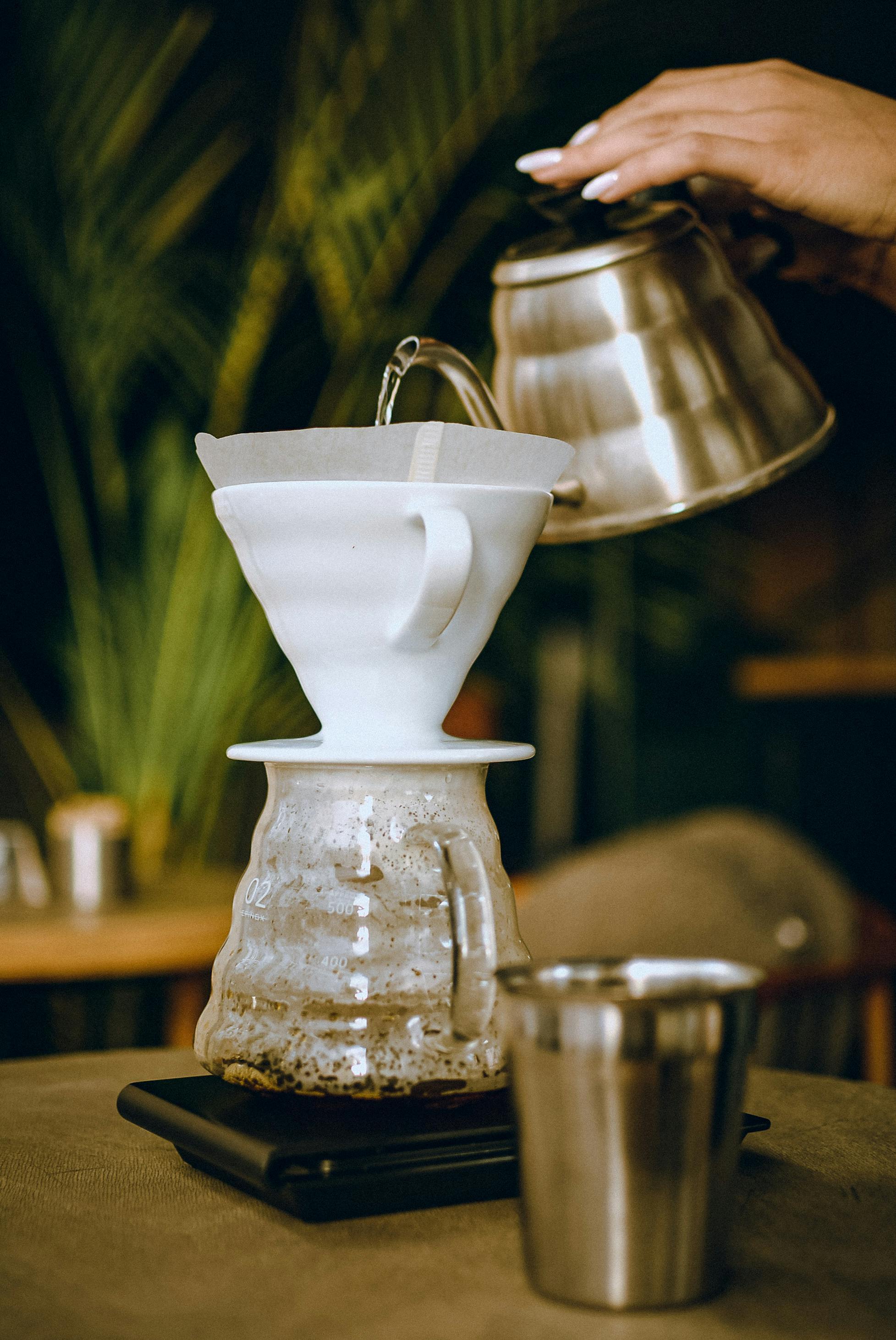 Brewing a pour over using a V60.